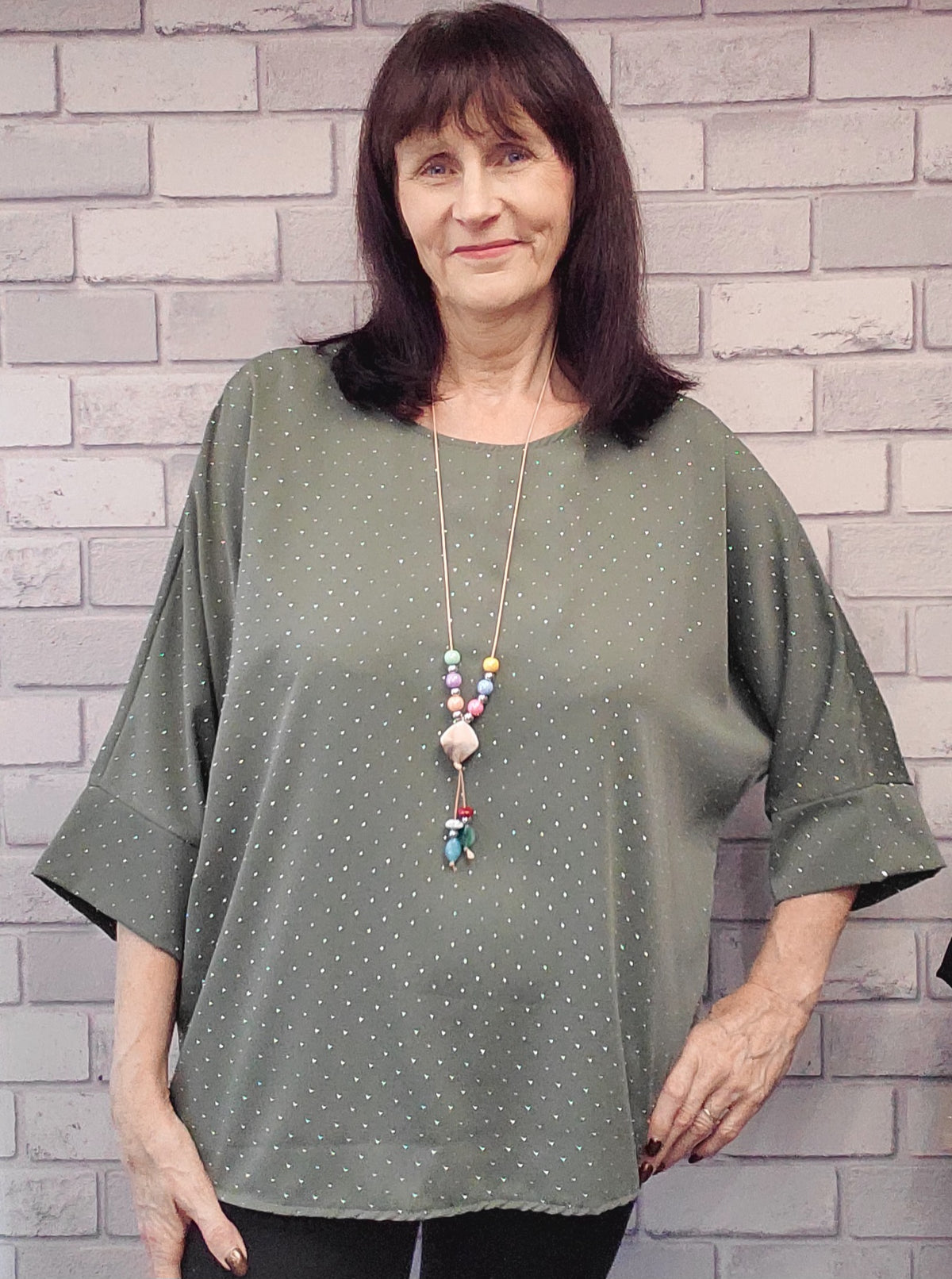 Sofia Batwing Diamante Top With Necklace - Couture Boutique