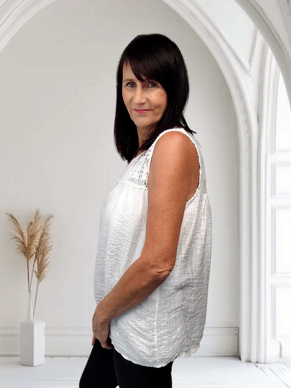 Dora Chic Crochet Trim Vest Top for Women, Onesize 12-16 - Couture Boutique