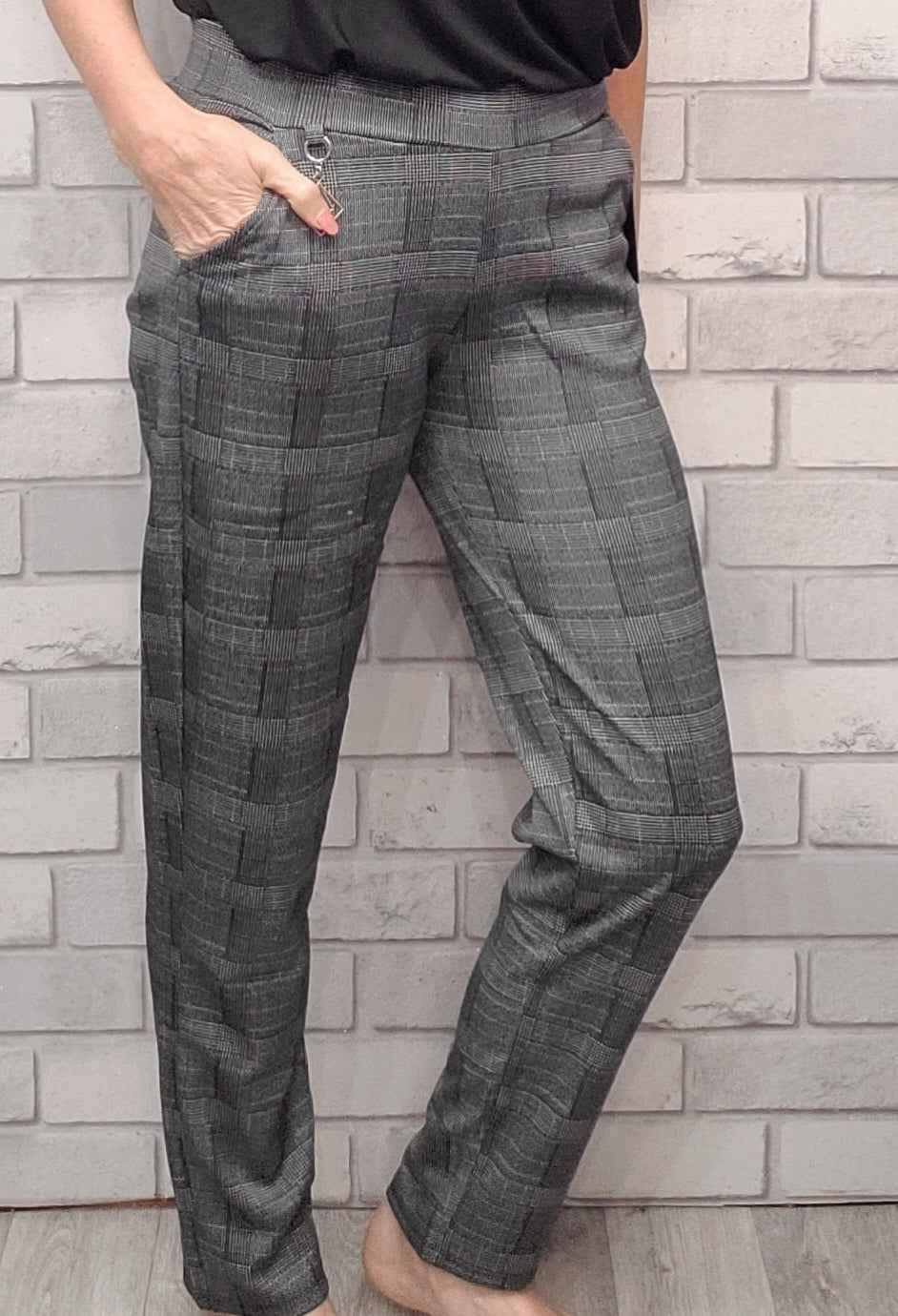 Carly Blue Stripe Red Stripe Check Trouser