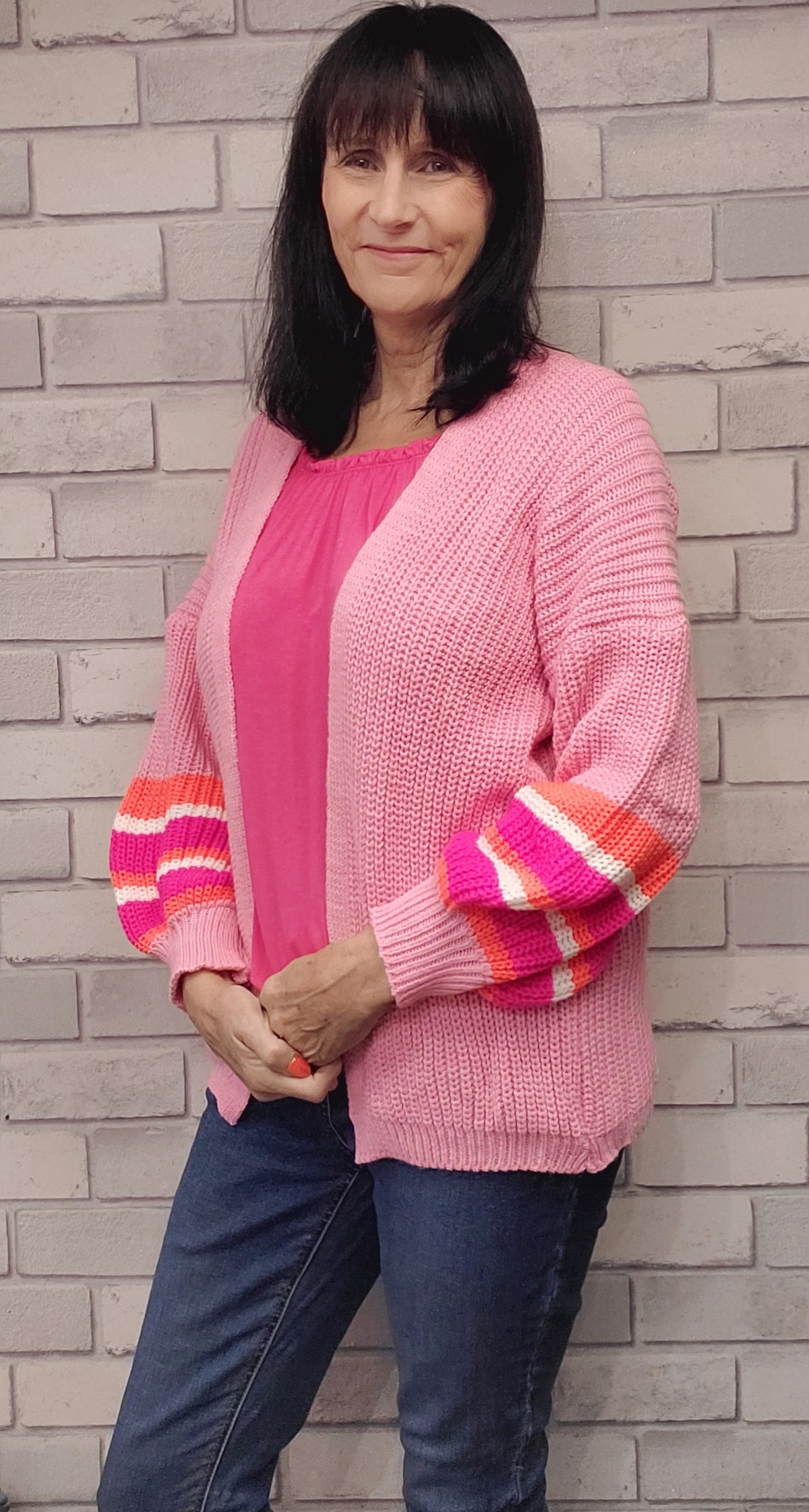Short Cardigan  With Balloon  Sleeve - Couture Boutique