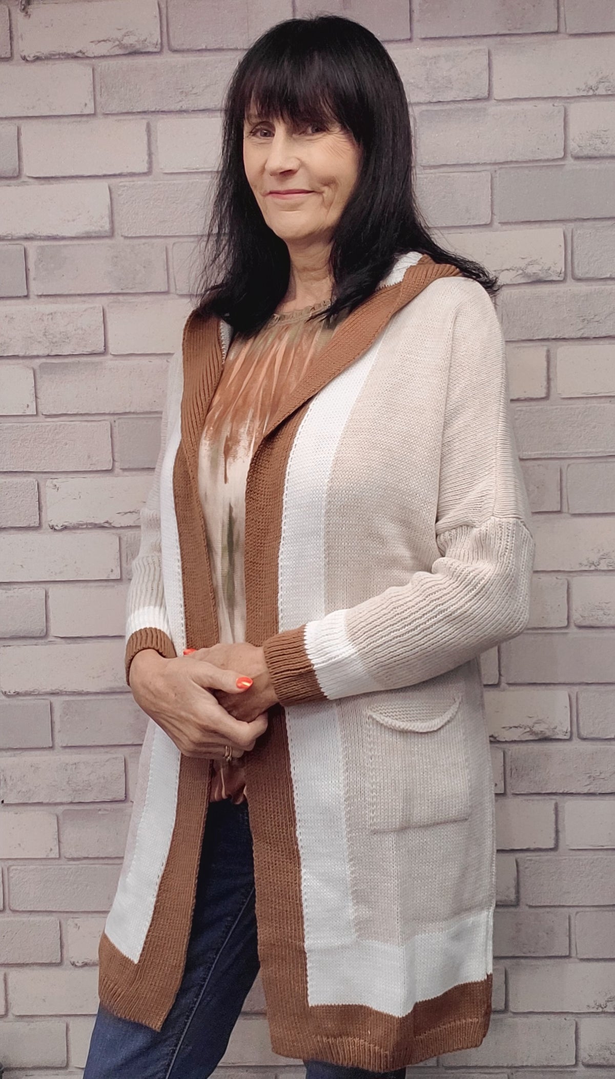 Long Cardigan  With Pockets And Hood - Couture Boutique