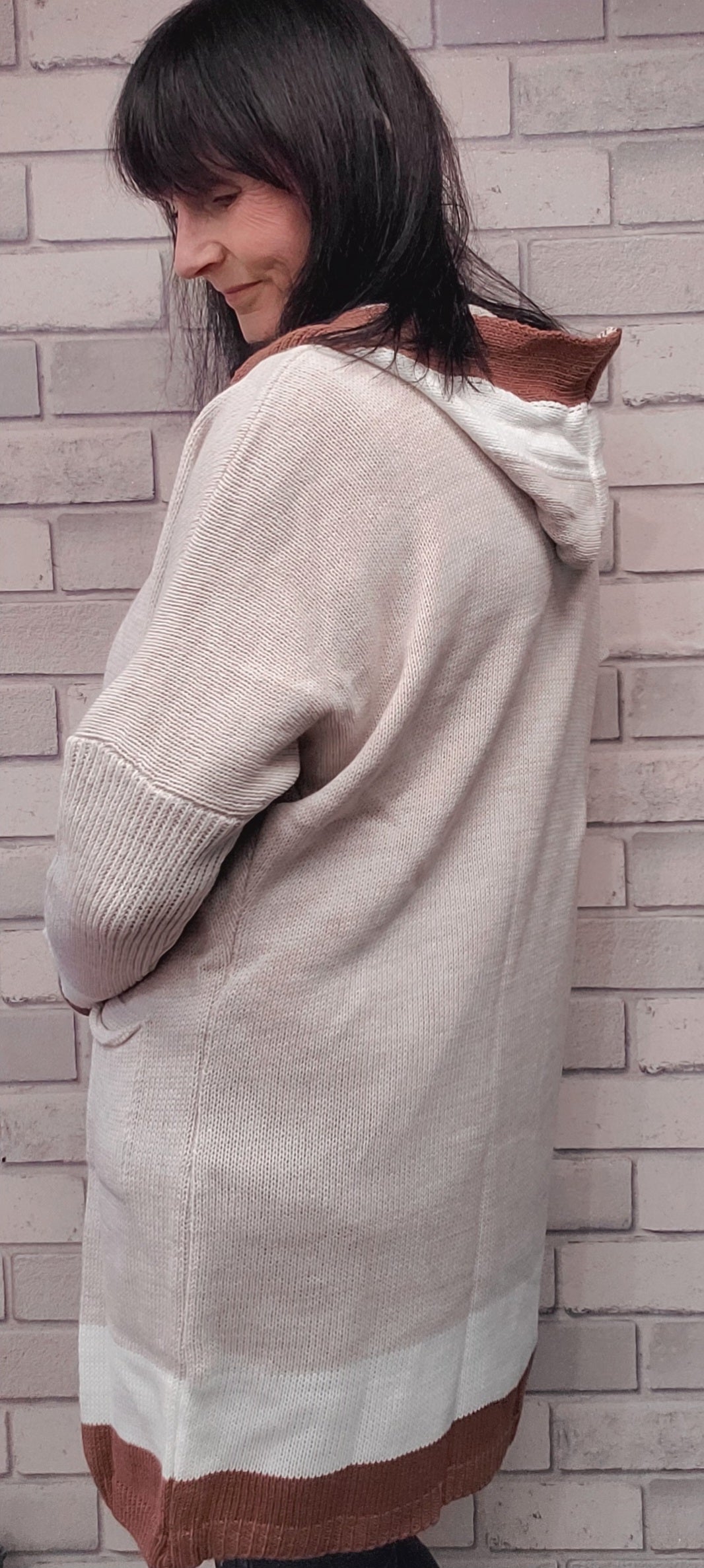 Long Cardigan  With Pockets And Hood - Couture Boutique