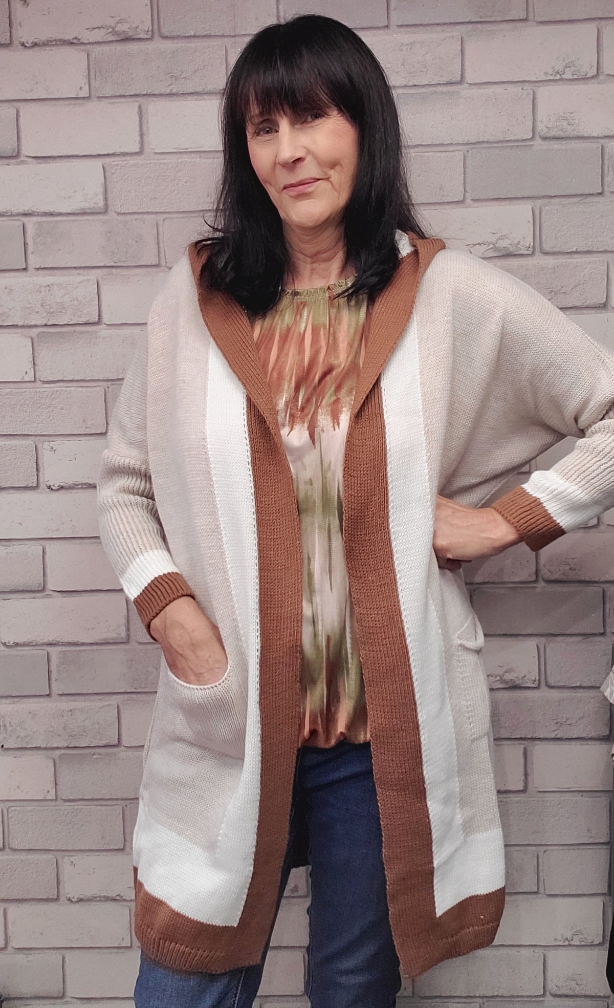 Long Cardigan  With Pockets And Hood - Couture Boutique