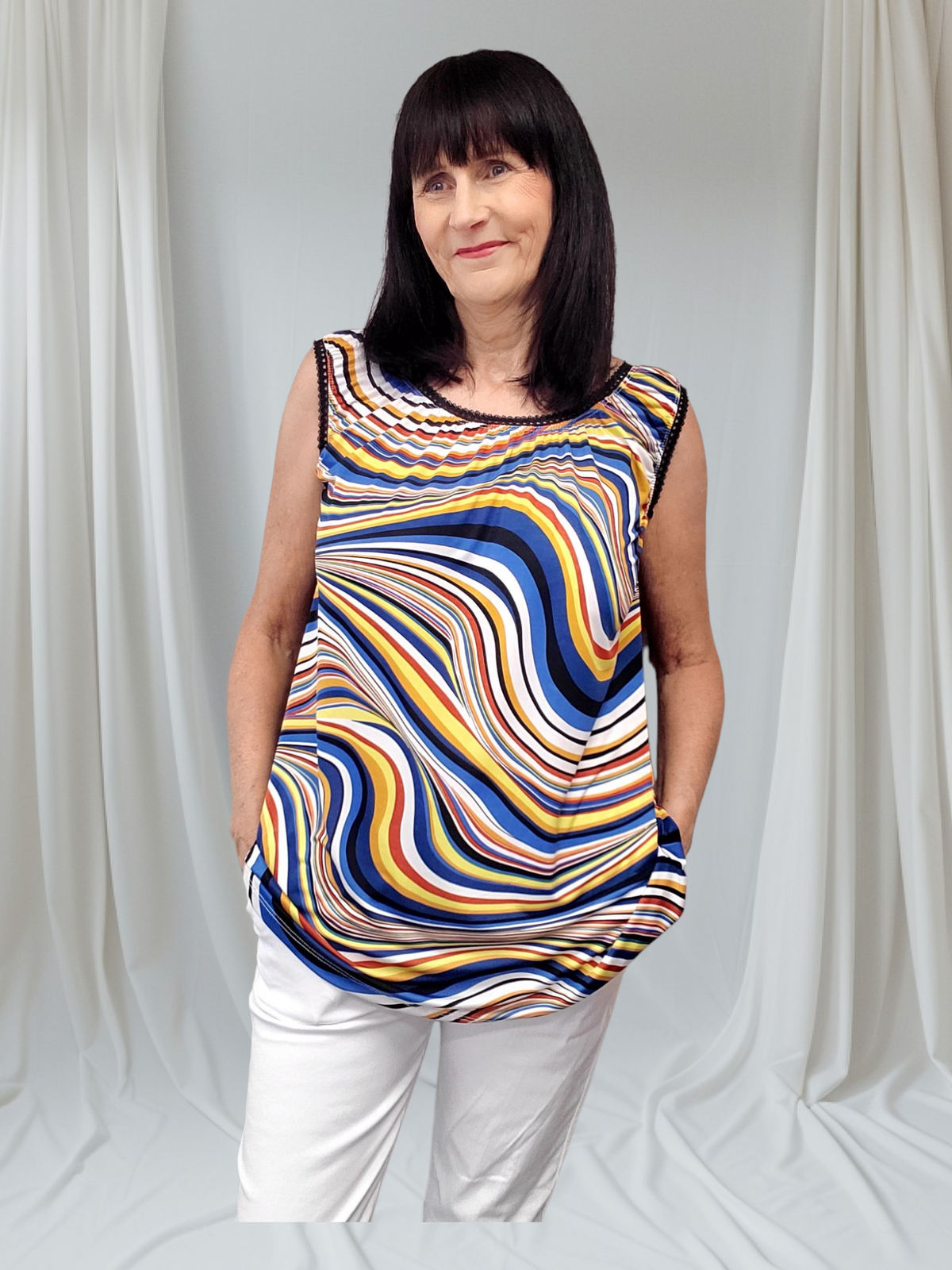 Inaya Coloured  Print  Vest  Top - Couture Boutique