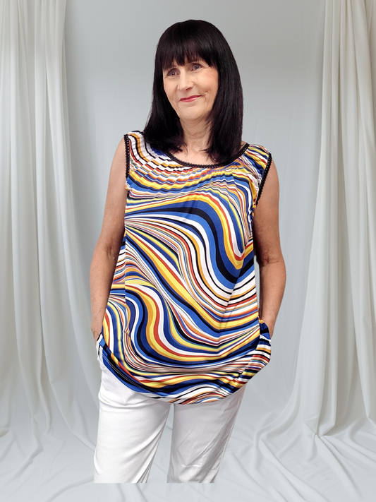 Inaya Coloured  Print  Vest  Top - Couture Boutique