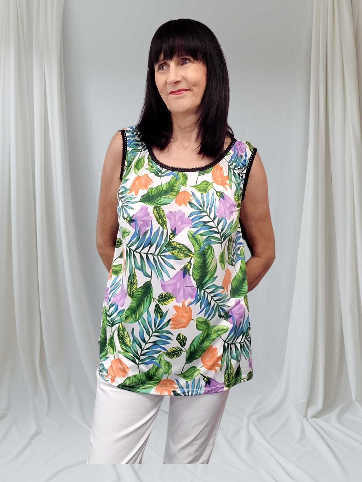 Inaya Coloured  Print  Vest  Top - Couture Boutique