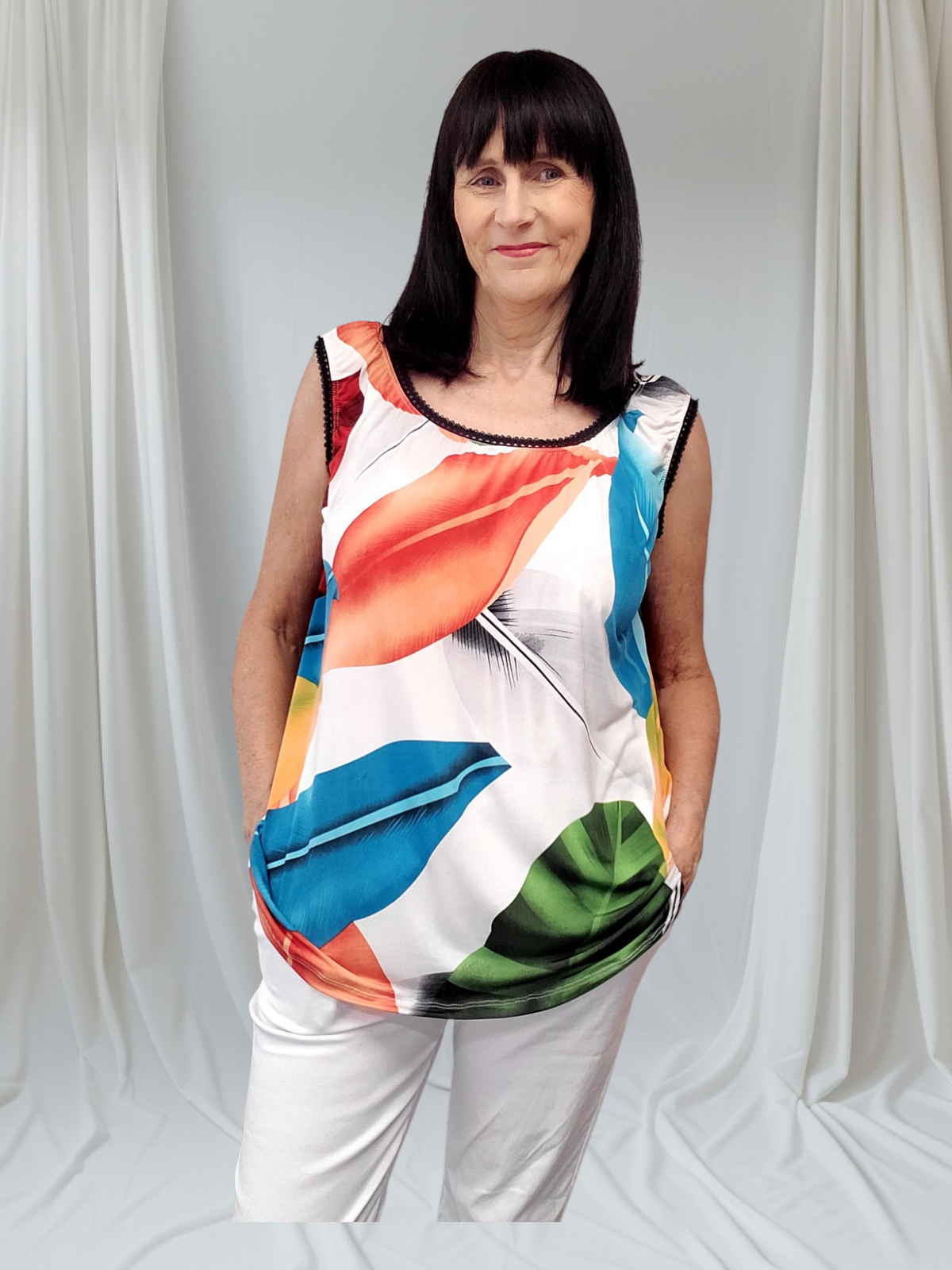 Inaya Coloured  Print  Vest  Top - Couture Boutique