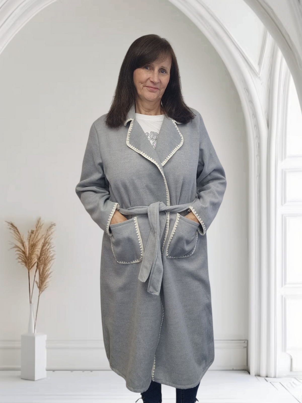 Ladies Coat With Stitch Detail, Onesize  12-18 - Couture Boutique