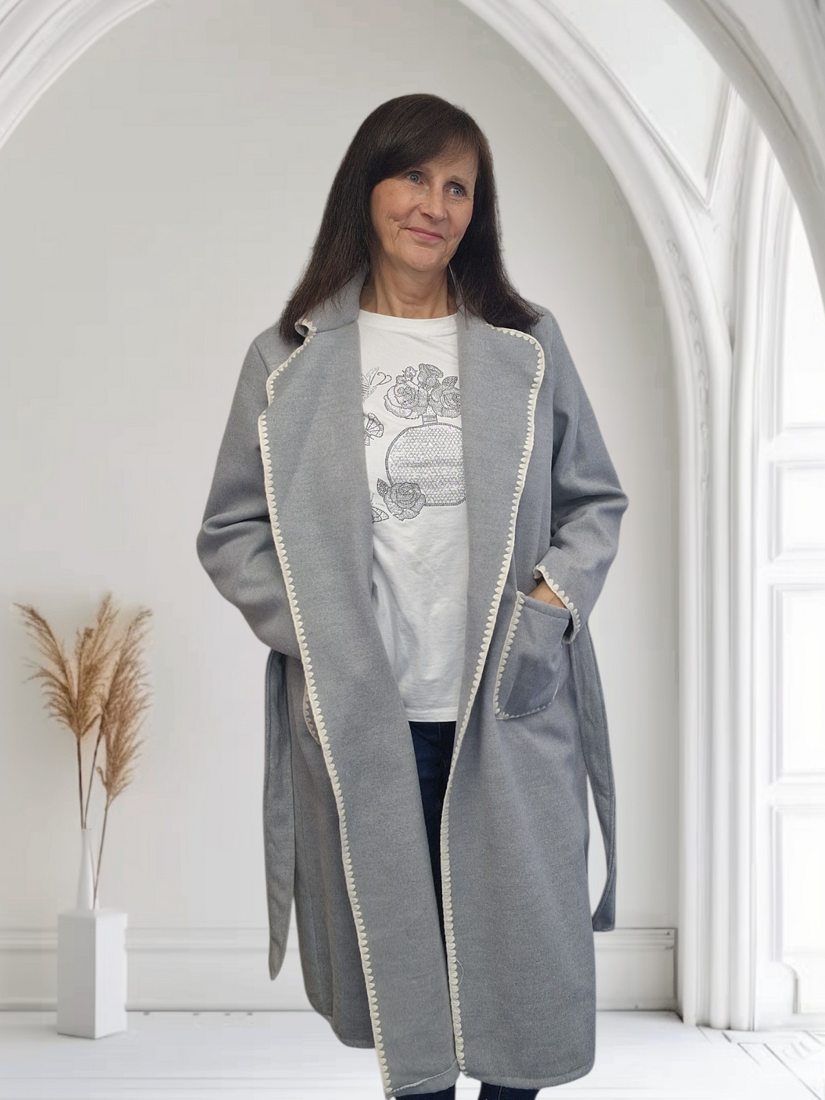 Ladies Coat With Stitch Detail, Onesize  12-18 - Couture Boutique