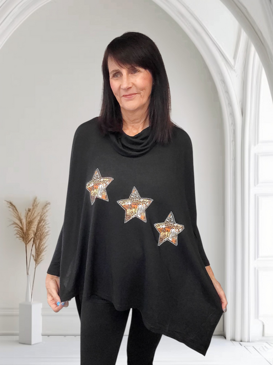 Demi Oversized Animal Print Star Top – Perfect with Leggings, Onesize  14-22 - Couture Boutique