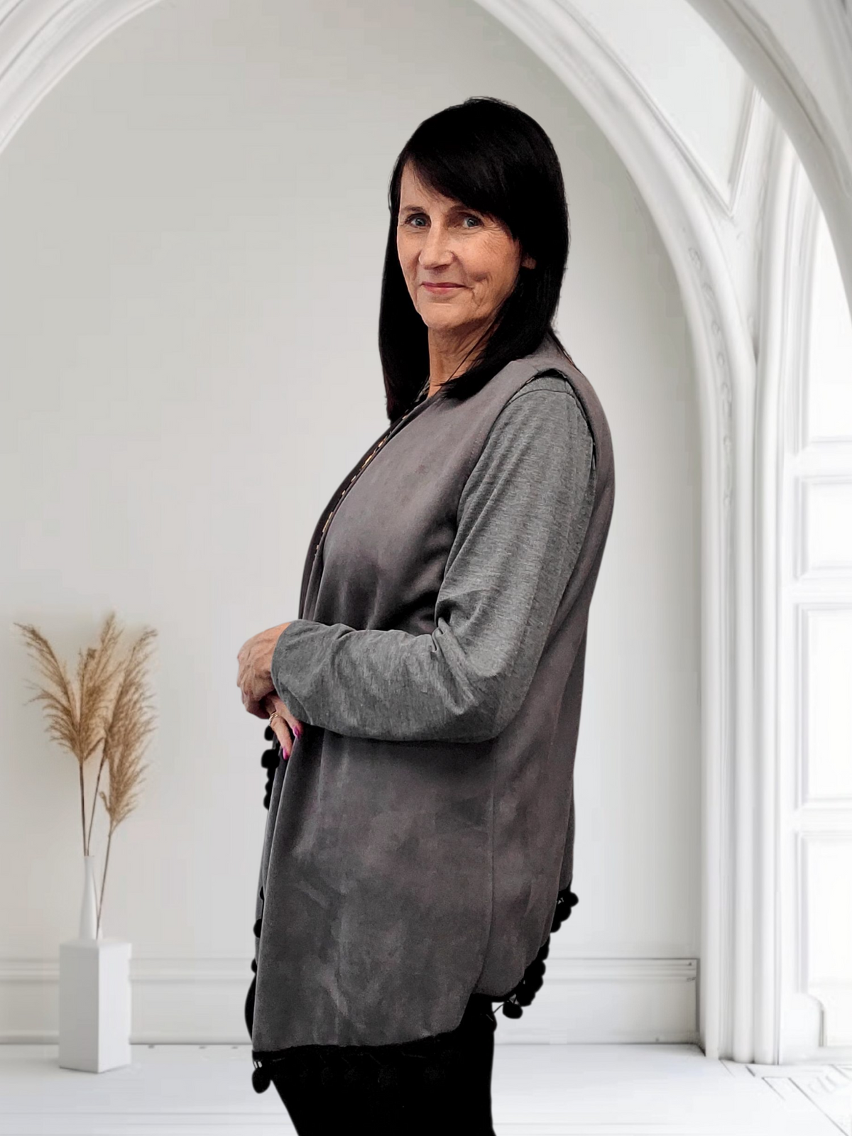 Stylish Ladies Gilet – Pom Pom Design, Onesize  12-22 - Couture Boutique