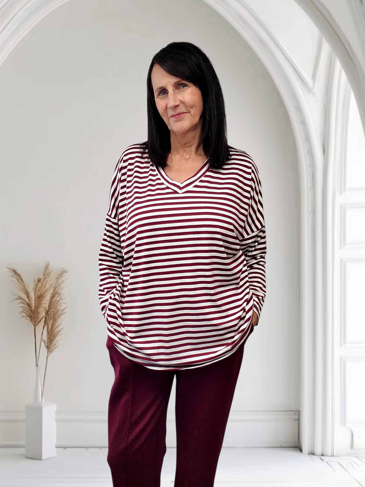 Indigo Classic Women’s Stripe Top – Casual Chic Everyday Wear, Onesize  12-20 - Couture Boutique