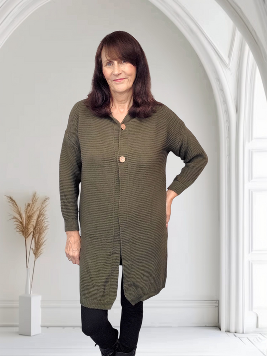 Kingsley Classic 3-Button Knit Cardigan, Onesize  12-16 - Couture Boutique