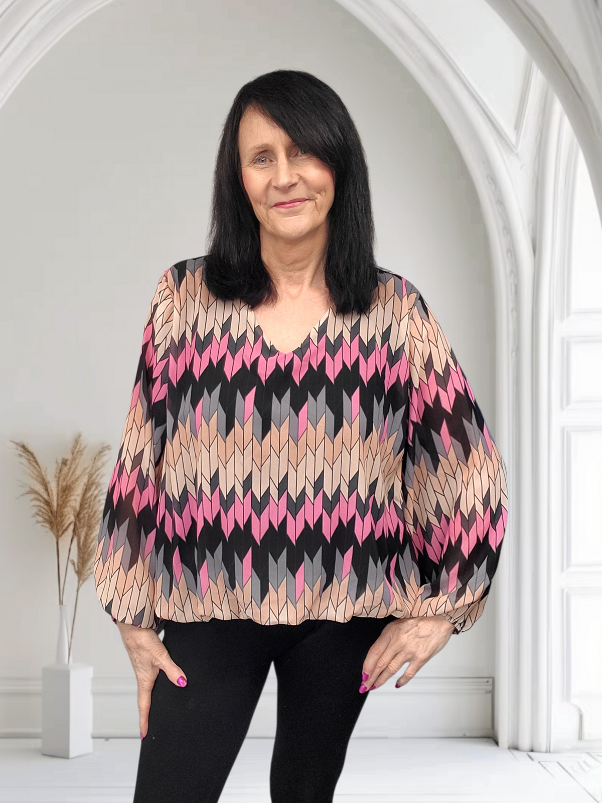 Trinity Ladies Lightweight Chiffon V-Neck Top - Couture Boutique