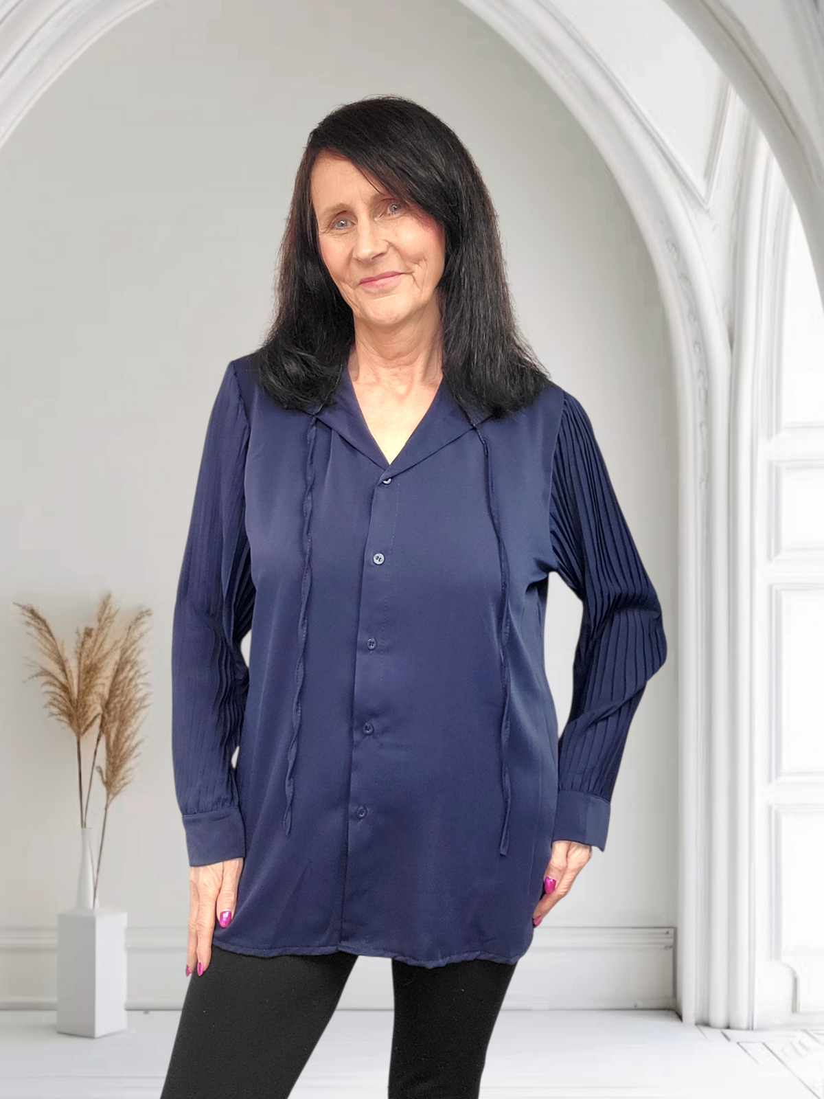 Lisa Women’s Classy Blouse With Pleated Sleeve - Couture Boutique