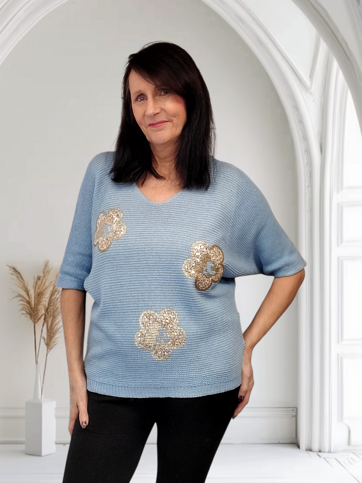 Daisy V Neck Lightweight Batwing Jumper - Couture Boutique