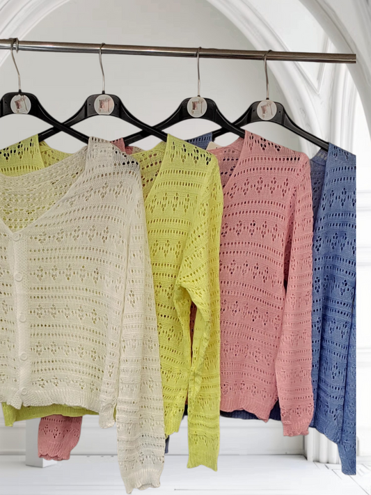 Danna Long Sleeve Crochet Cardigan - Couture Boutique