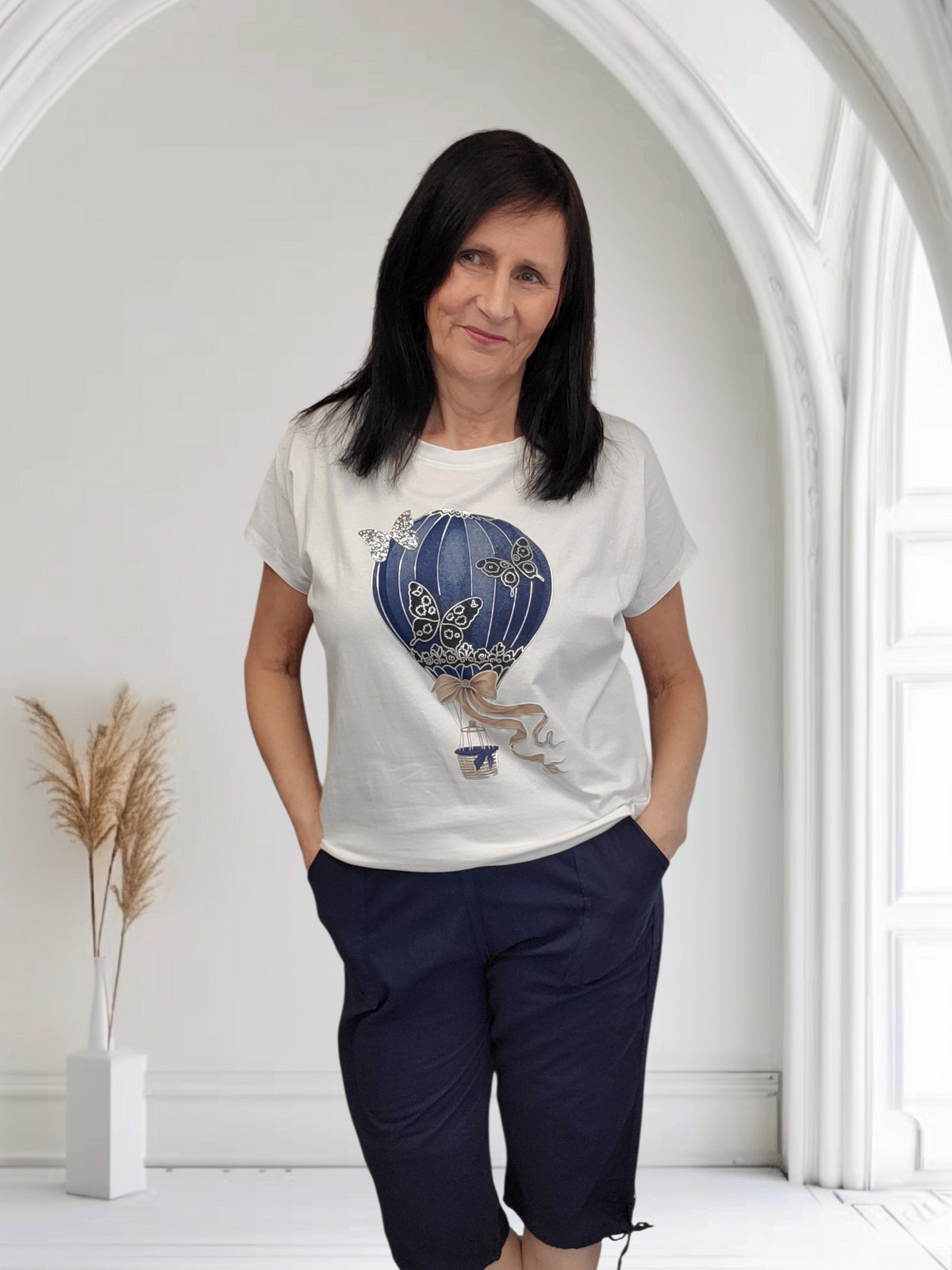 Dixie Women’s Butterfly Balloon Graphic Tee – Soft Cotton Casual T-Shirt