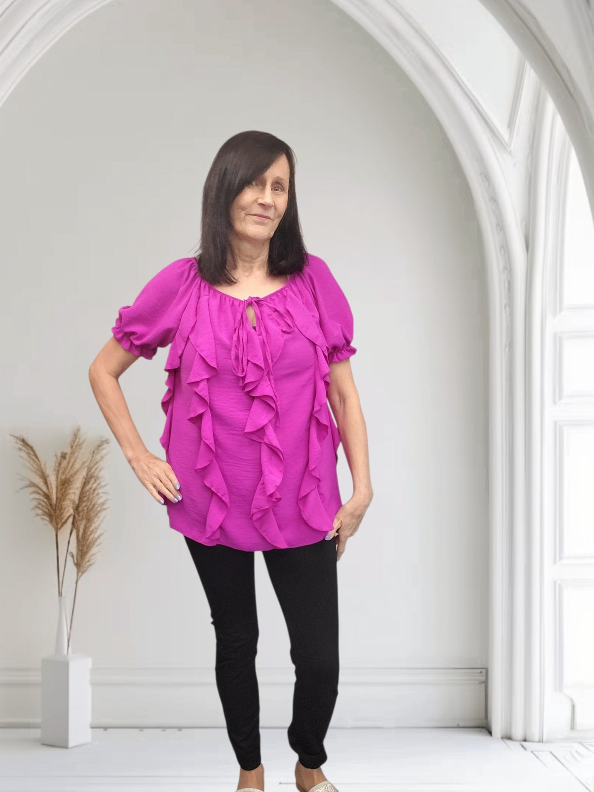 June Women's Ruffle Tie-Neck Blouse - Couture Boutique