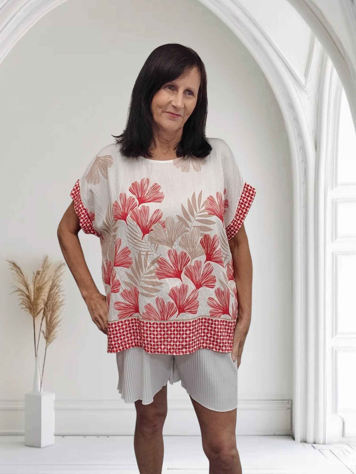 Remi Women's Floral Print Top – One Size Fits Up to UK 20