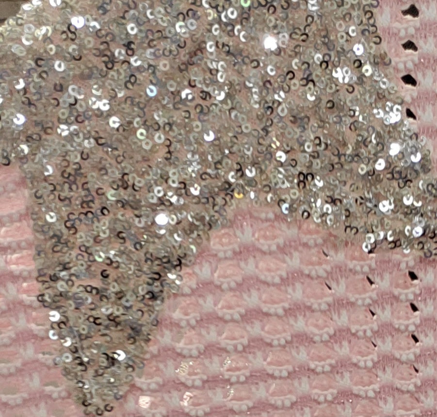 Gayle Blush Pink Crochet Knit Top with Sequin Star Detail – One Size - Couture Boutique
