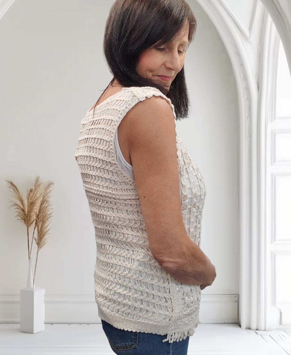 Carrie Crochet Cardigan with Bead & Sequin Detail - Couture Boutique