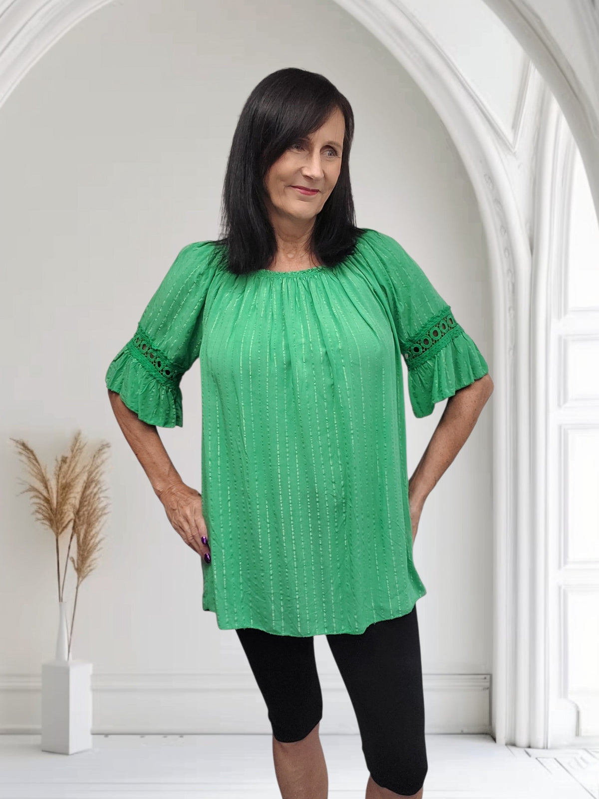 Kera Women's Metallic Bardot Off-Shoulder Top - Couture Boutique