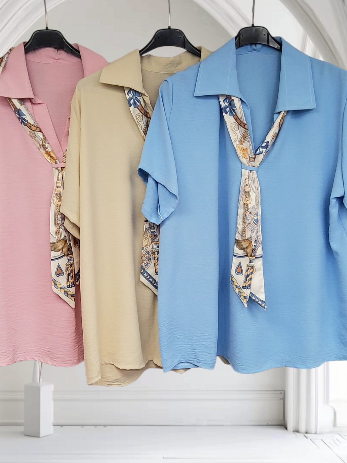 Maddi Women's Scarf Detail V-Neck Top – Available in 3 Colours - Couture Boutique