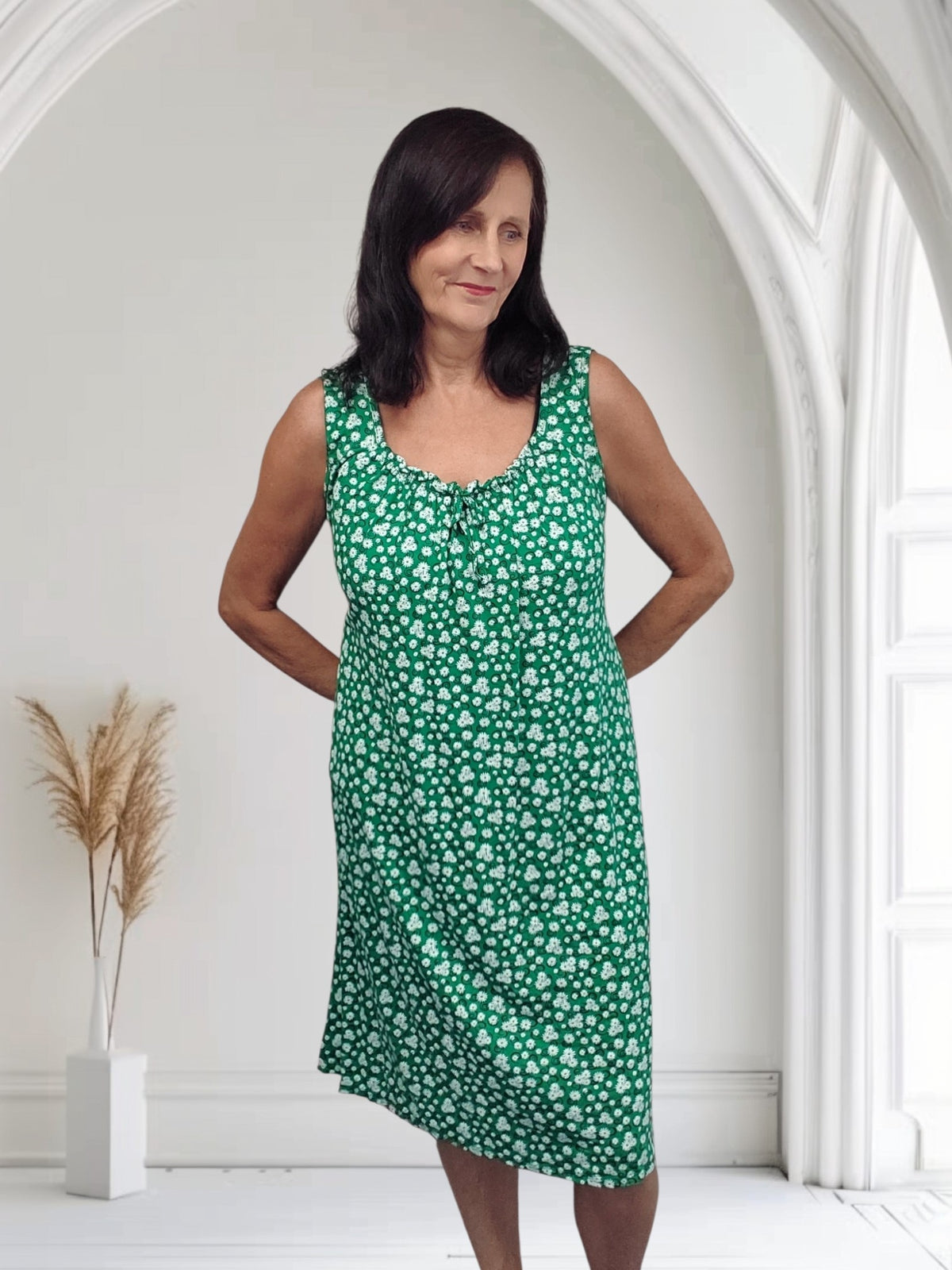 Ladies Ditsy Floral Sleeveless Summer Midi Dress-Poppy - Couture Boutique