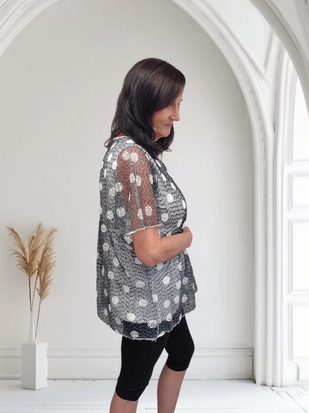Metallic Mesh Overlay Top with Vest -Cora - Couture Boutique