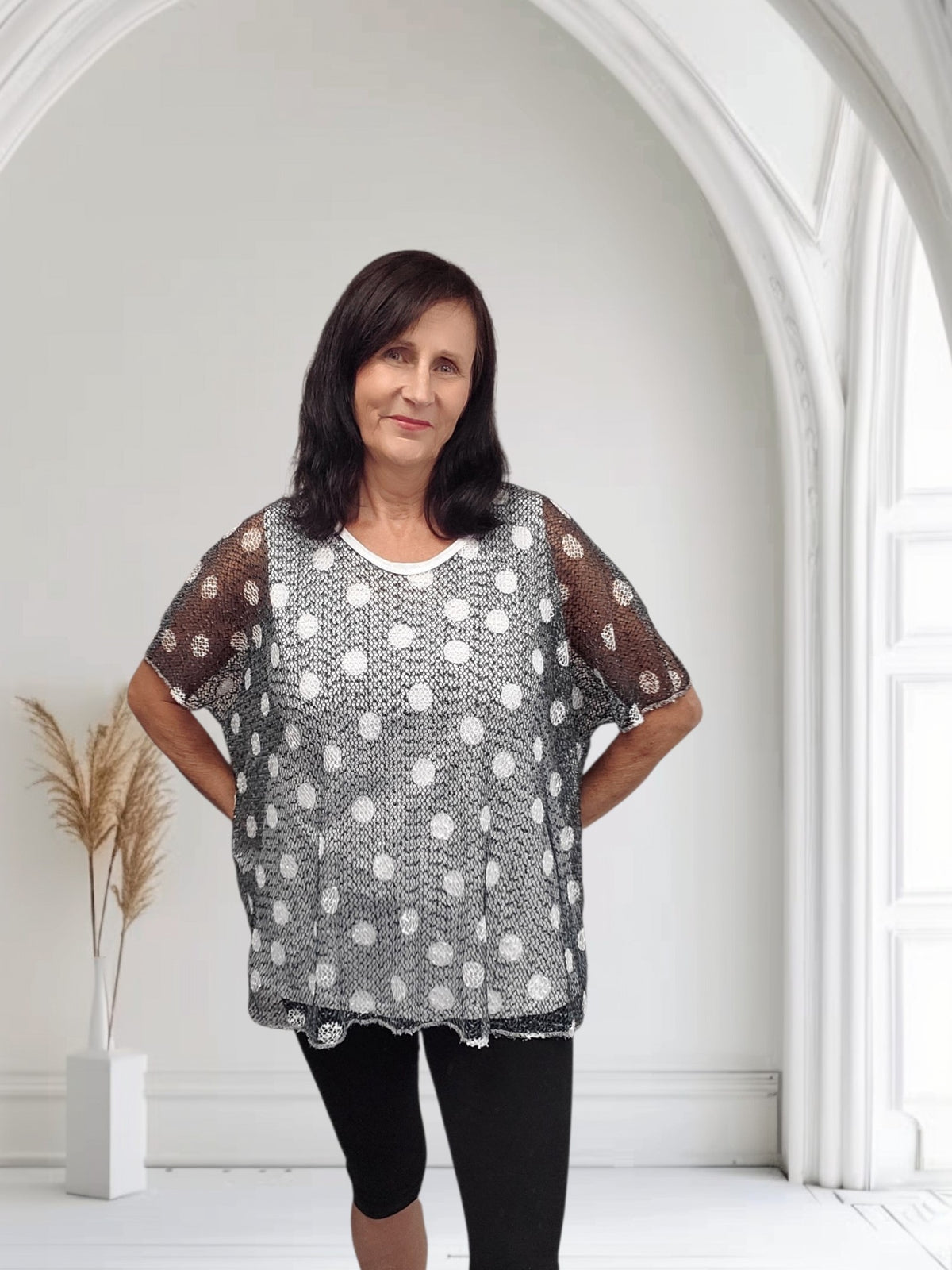 Metallic Mesh Overlay Top with Vest -Cora - Couture Boutique