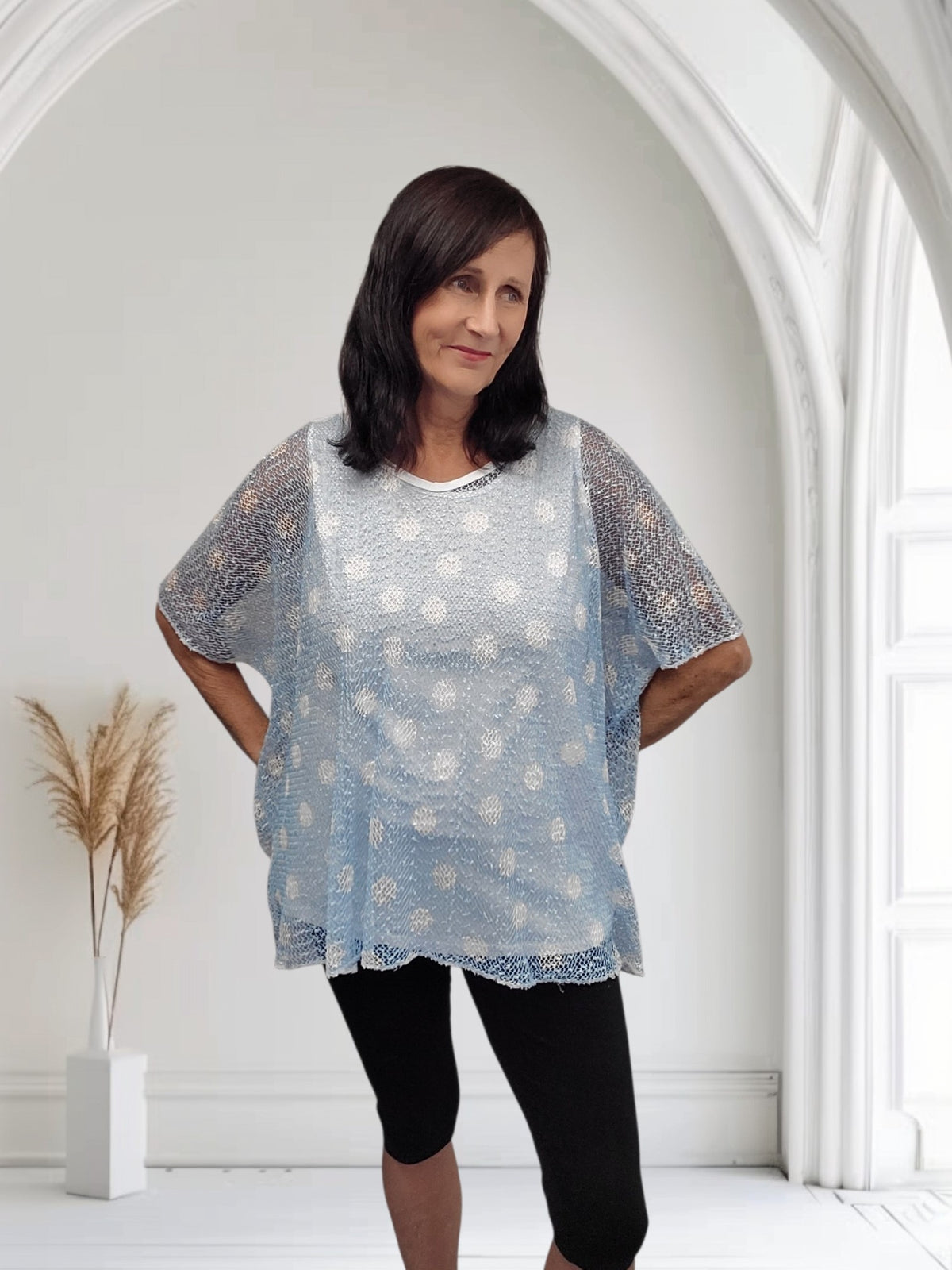Metallic Mesh Overlay Top with Vest -Cora - Couture Boutique