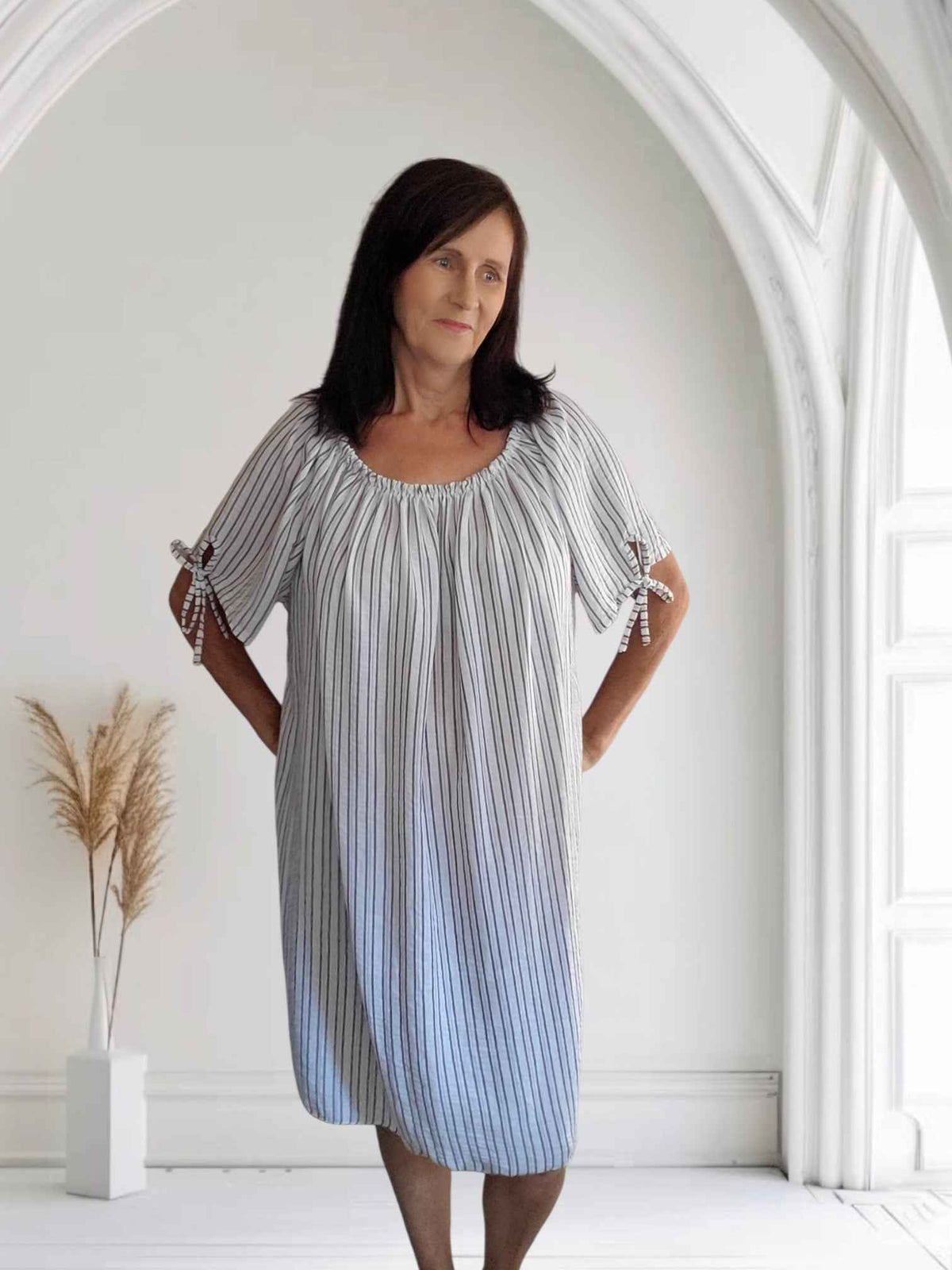 Women's Bardot Stripe Midi Dress-Valerie