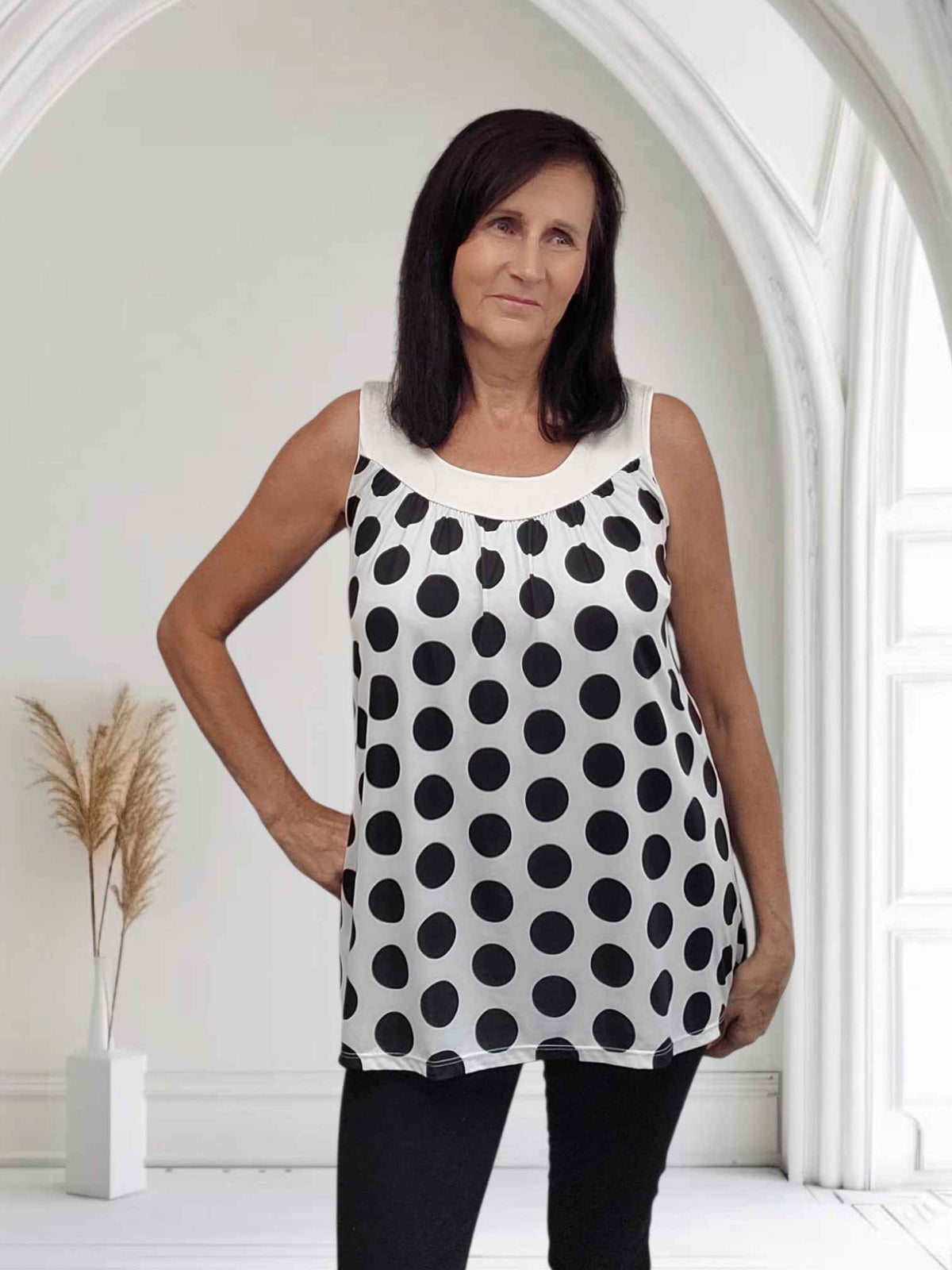 Polka Dot Sleeveless Vest Top-Viola - Couture Boutique