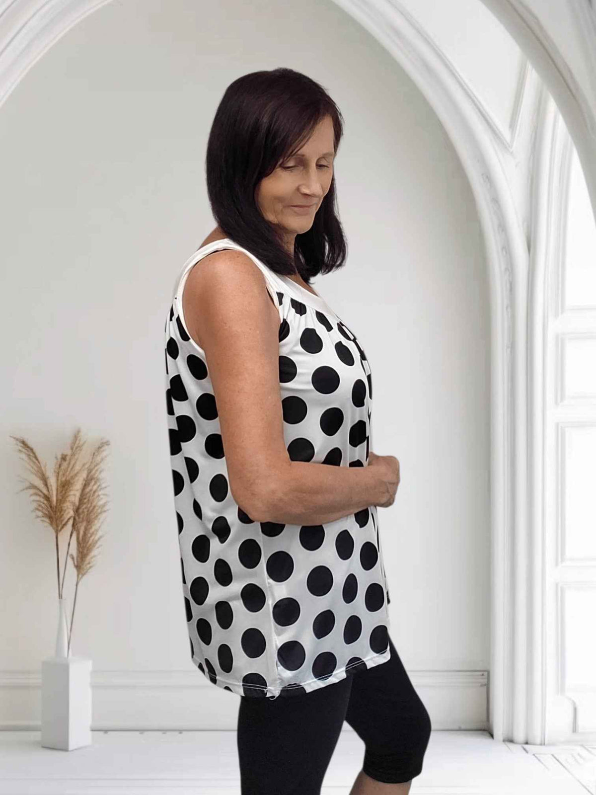 Polka Dot Sleeveless Vest Top-Viola - Couture Boutique