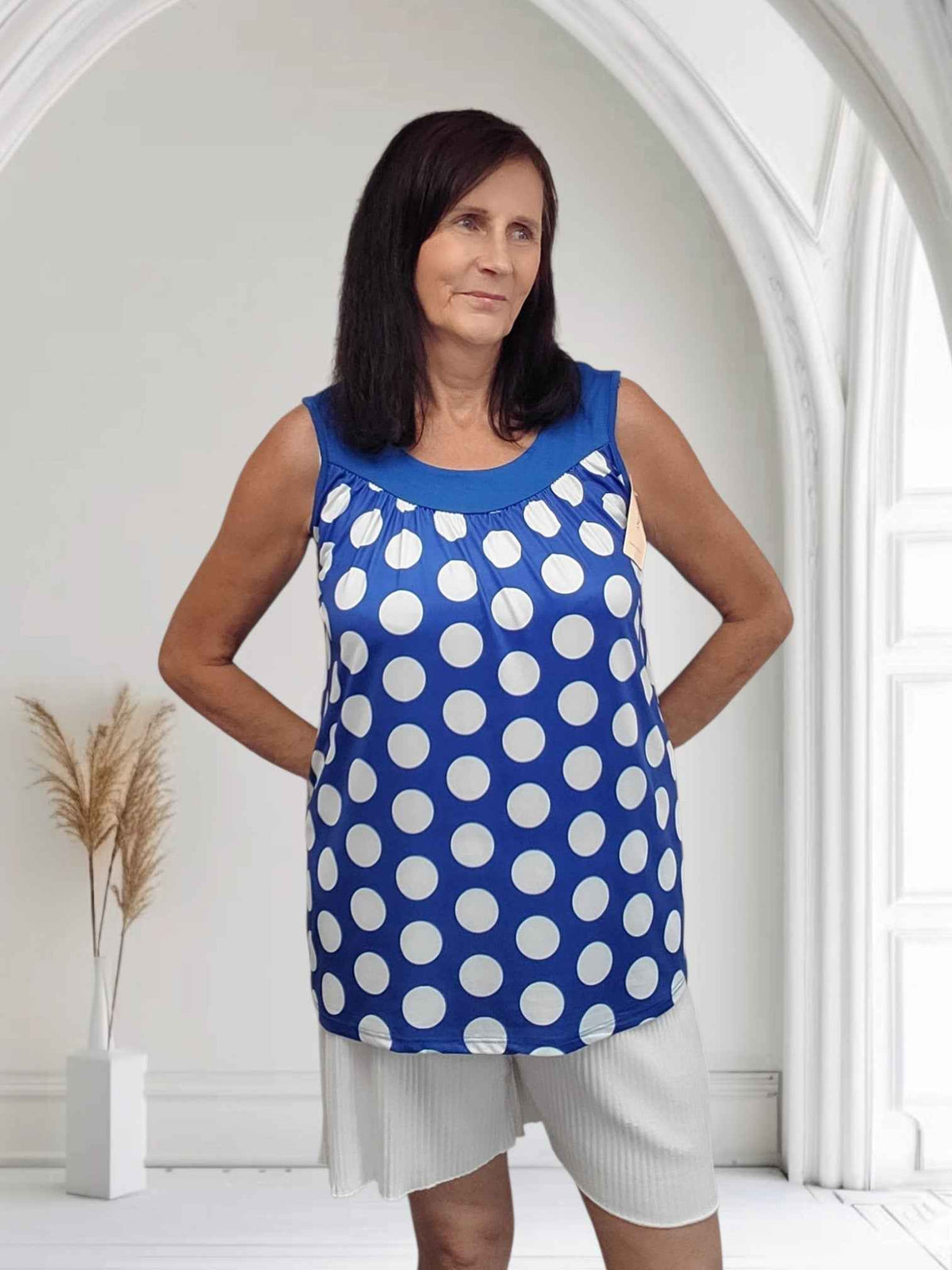 Polka Dot Sleeveless Vest Top-Viola - Couture Boutique