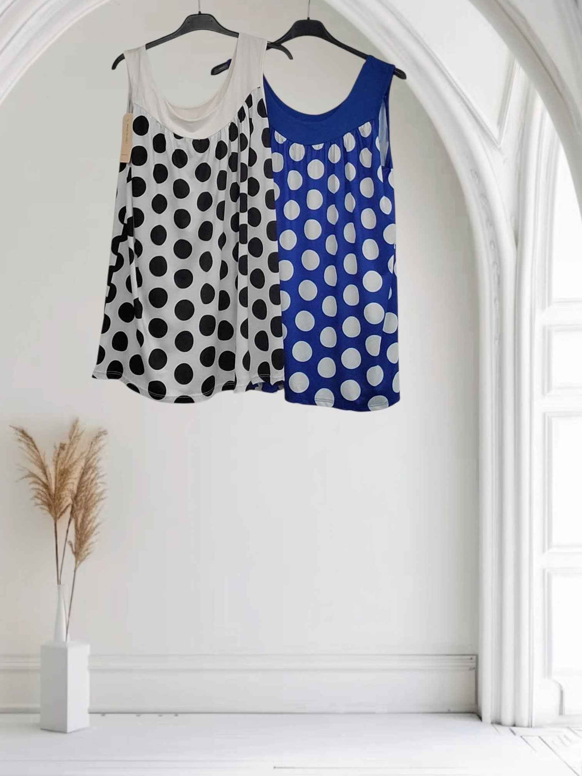 Polka Dot Sleeveless Vest Top-Viola - Couture Boutique