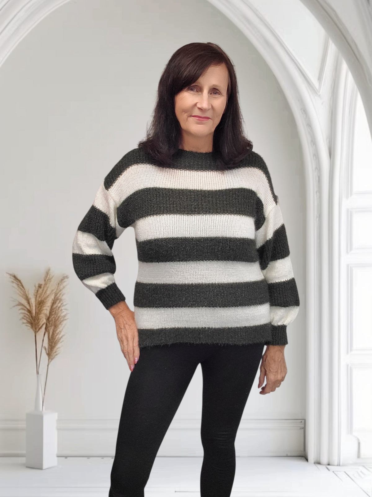Ladies Striped Knit Jumper-Tash