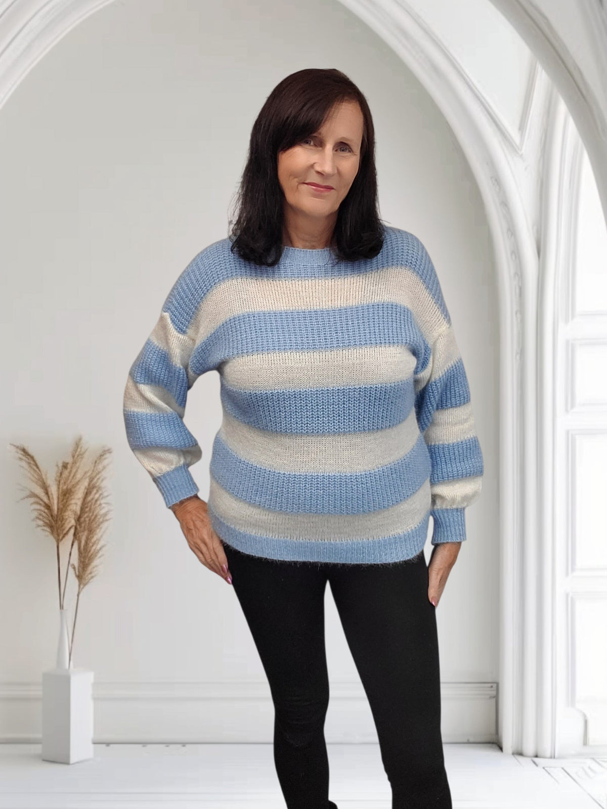 Ladies Striped Knit Jumper-Tash