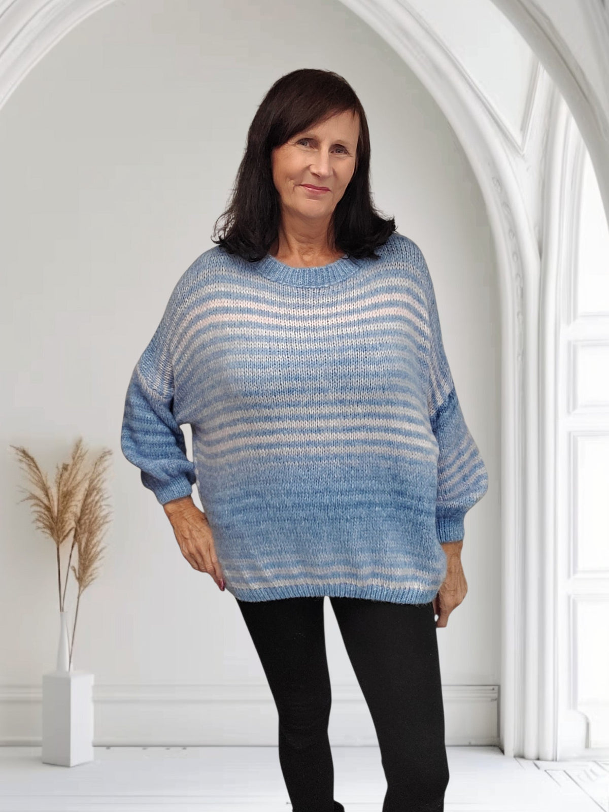 Ladies Striped Knit Jumper-Tash