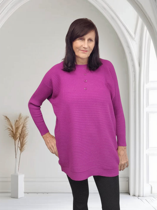 Ribbed Button Detail Top – 3 Colours- Liv