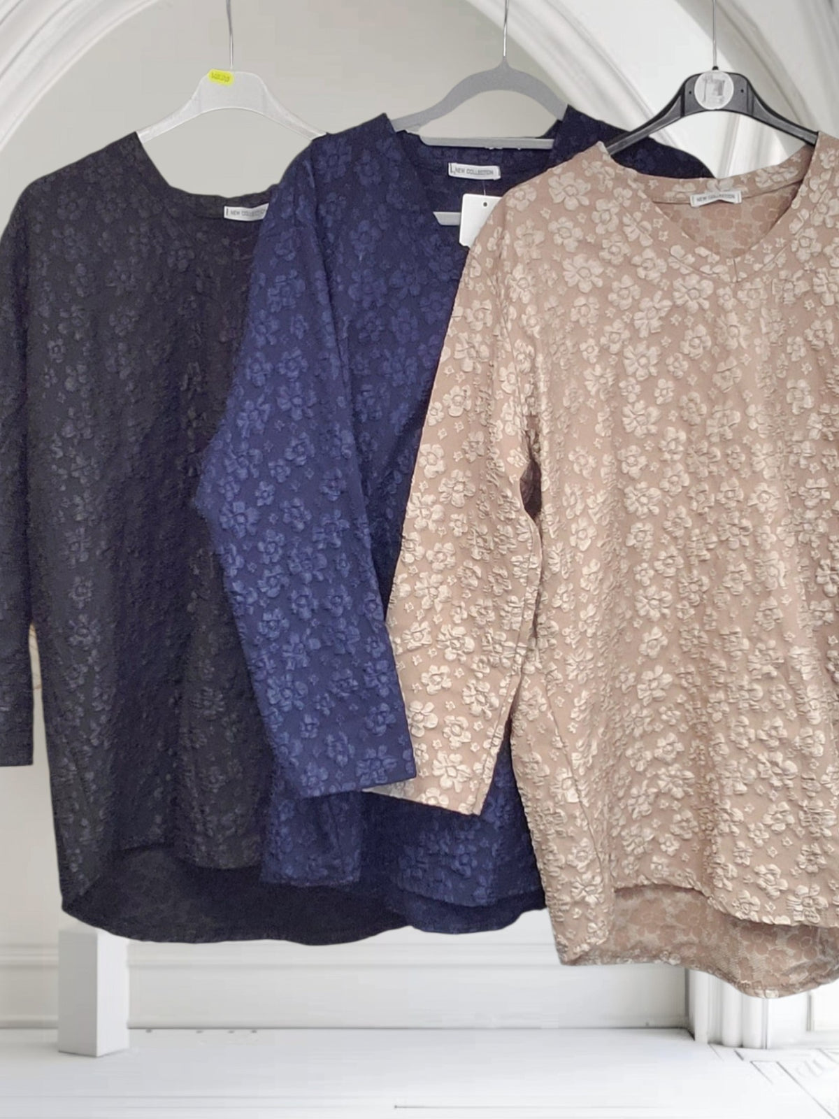 Floral Textured Long Sleeve Top-Sena