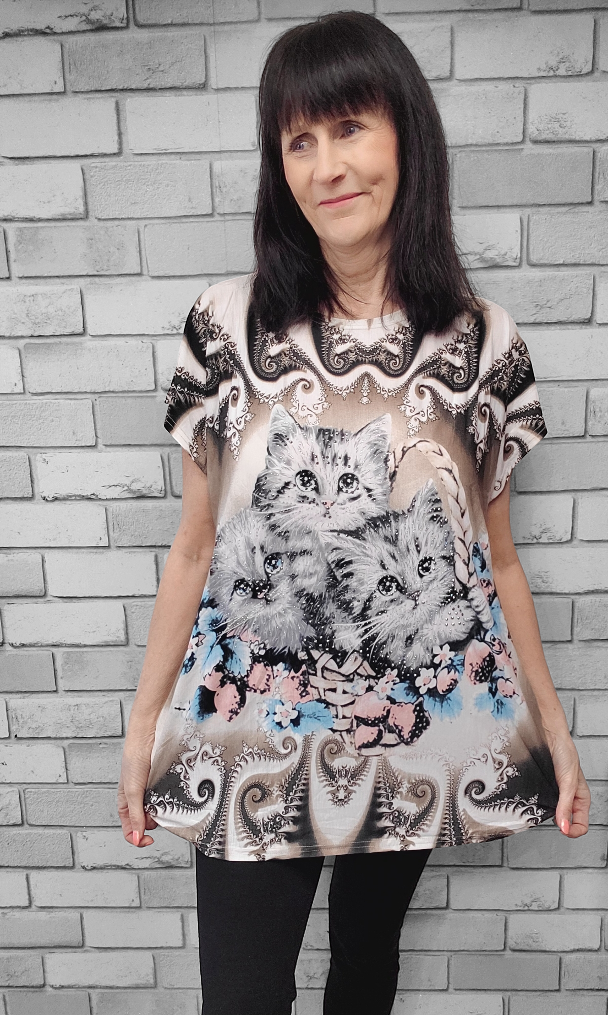 Perry  Short Sleeve Cat Top - Couture Boutique