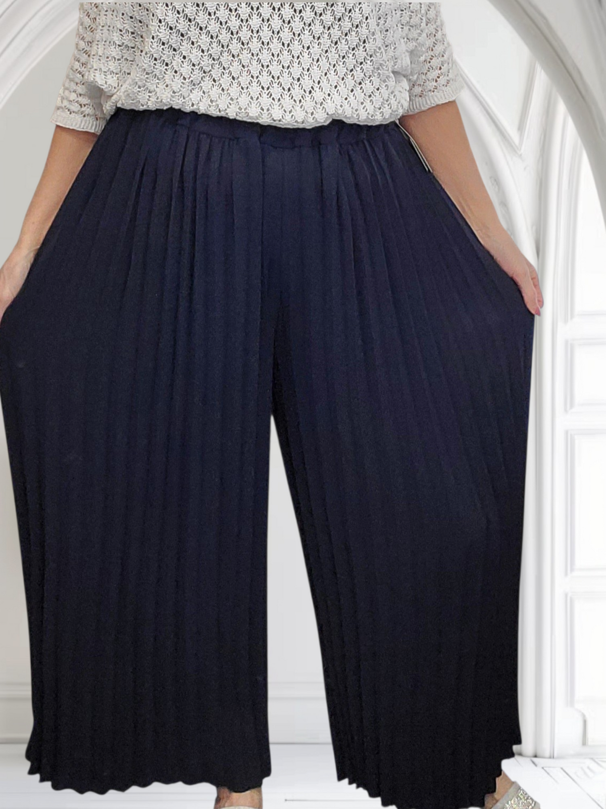Pleated Wide Leg Palazzo Trousers