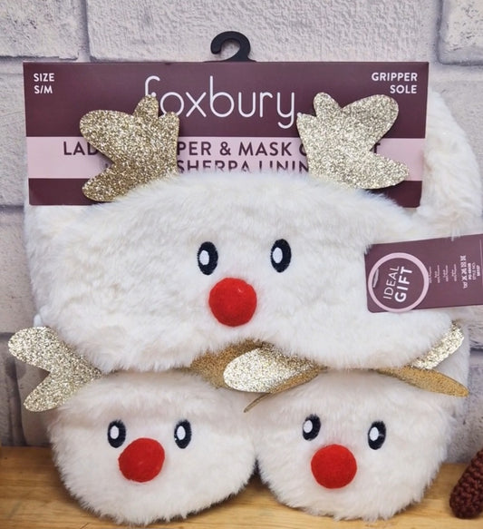 Reindeer Eye Mask And Slippers - Couture Boutique