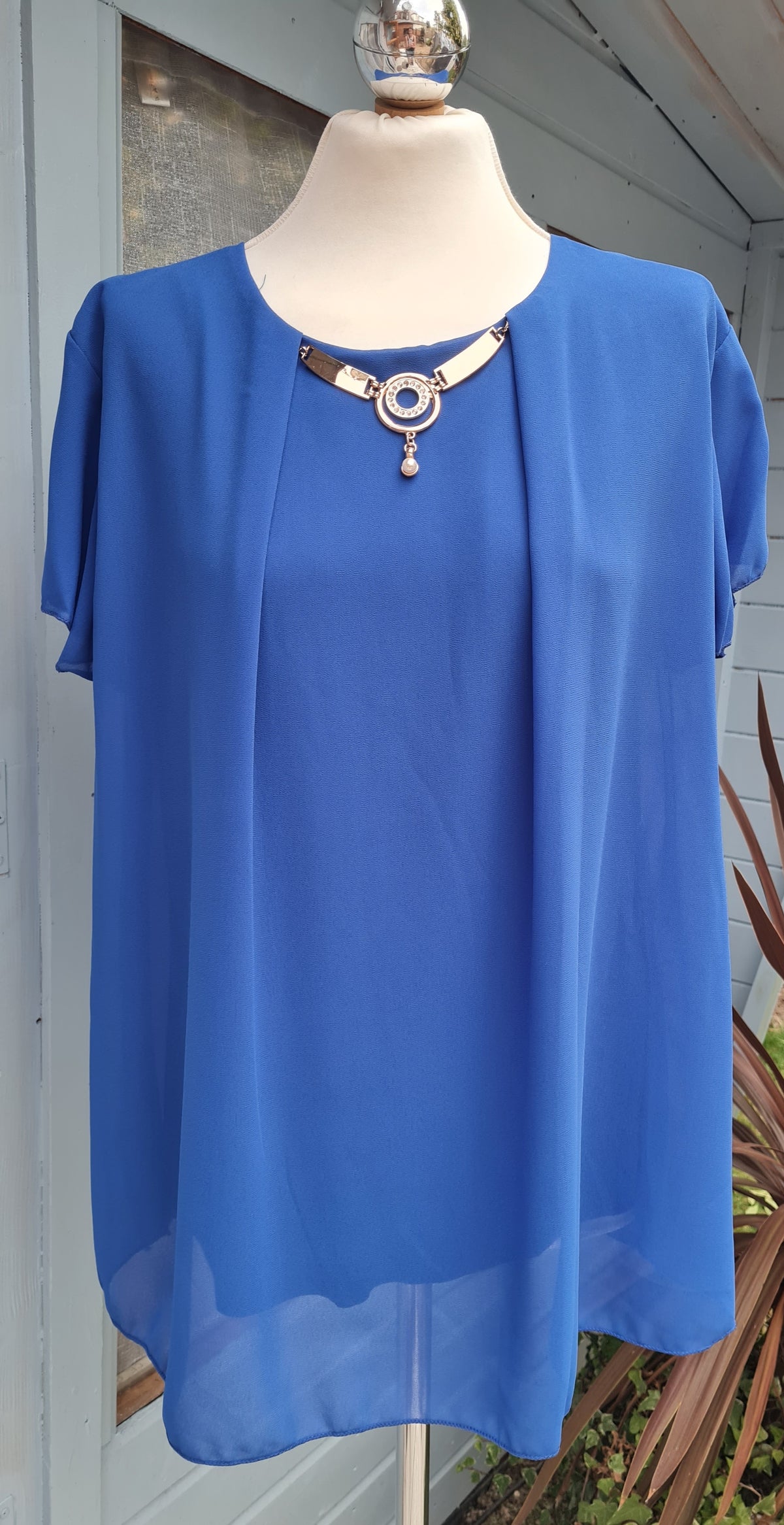 Alanna Chiffon Top With Gold Coloured Bar - Couture Boutique