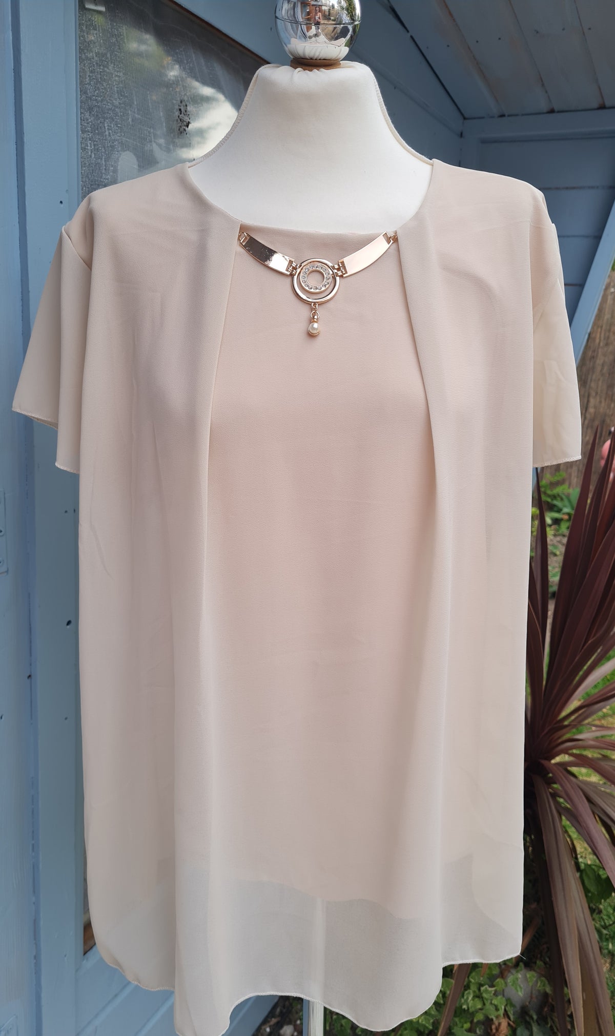 Alanna Chiffon Top With Gold Coloured Bar - Couture Boutique
