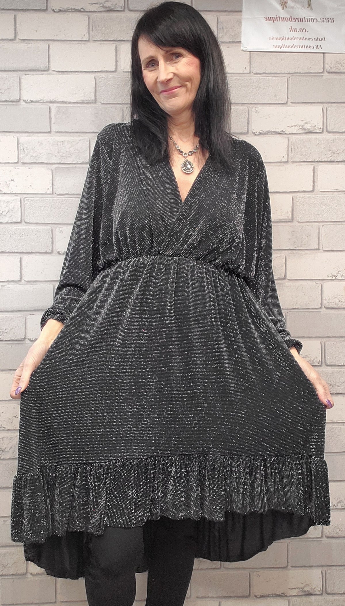 Lydia Midi Glitter Effect Dress - Couture Boutique